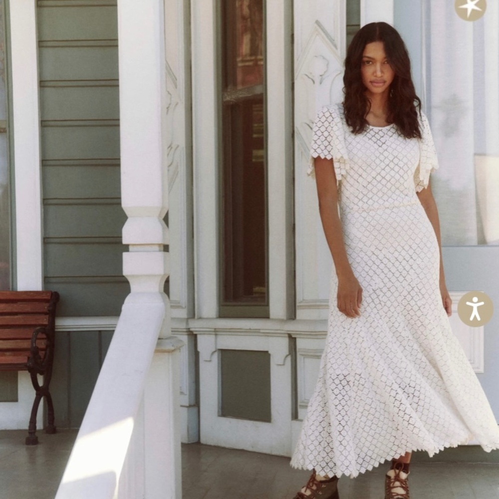 THE GREAT  Elegant or Casual Lace Pattern * Worn Once * 100% Cotton Dress